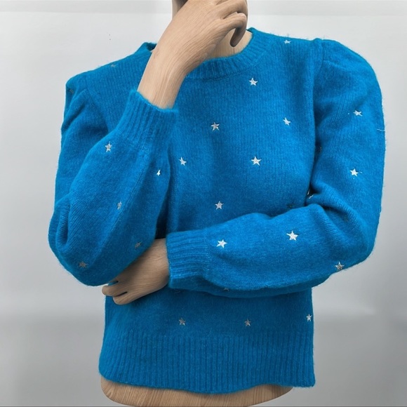 🆕Generation Love Merino/Alpaca Wool Sweater Angelina Star Teal Silver Blue - Picture 2 of 13
